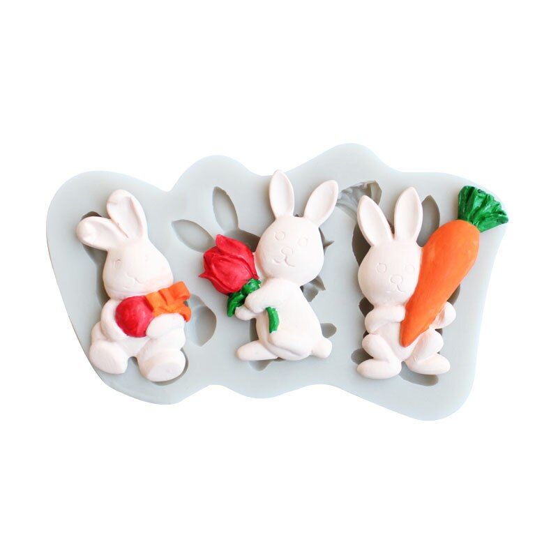 3D Rabbit Easter Bunny Silicone Mold Fondant Cake Cupcake Cookie Baking Candy Chocolate Gumpaste Decorating Tools