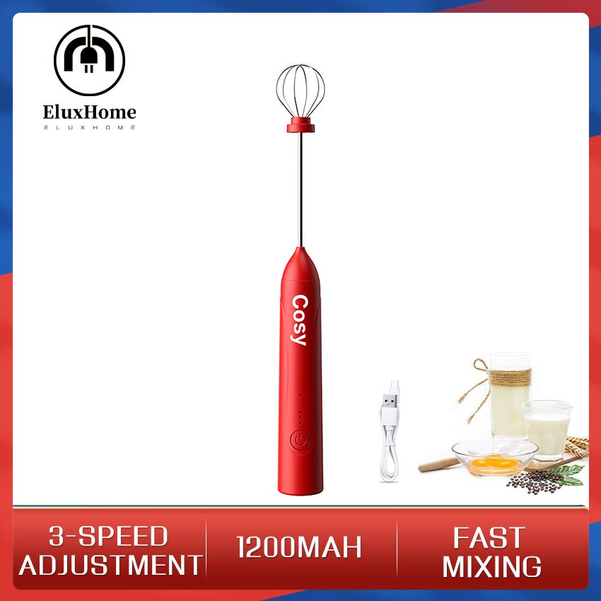 Electric Mixer Electric Milk Frother Handheld Electric Whisk  Mixer Egg Beater Stainless Steel Whisk Home Cream Three Gears Adjustable Whip USB Charging Handheld Blender