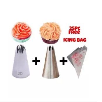 2D+1M Large Baking Tips+25Pcs Paiping Bag Free
