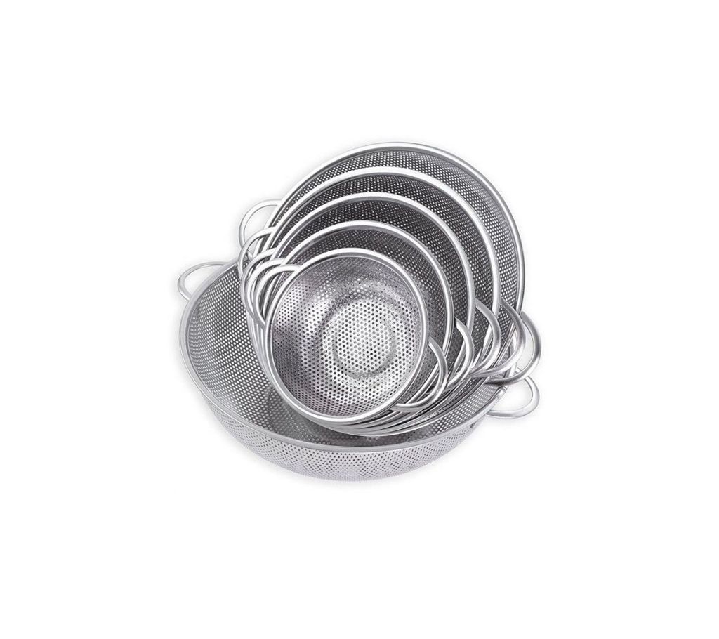 Stainless Steel Strong Handle Food Basket 6 Pcs set strainer 