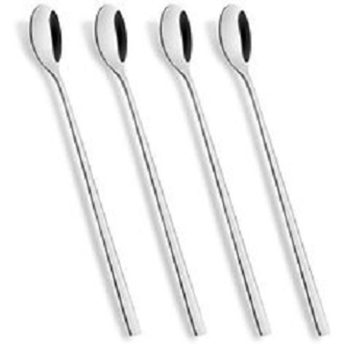 One Piece Long Handle Spoon, (Round)Stainless Steel Spoon Iced Tea Spoons for Mixing Ice Cream Coffee Spoon Milkshake Dessert Spoon Cocktail Stirring Spoons