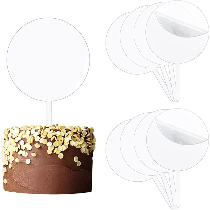 Acrylic Cake Topper Round Cupcake Topper Blank Cake Topper Stick
