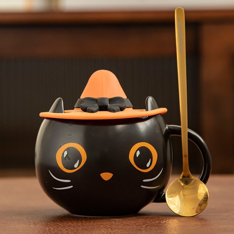 Ins Ceramic Cute  Cup Halloween Pumpkin with Sn Lover Gift Coffee Milk Mug Personality Environmental Protection