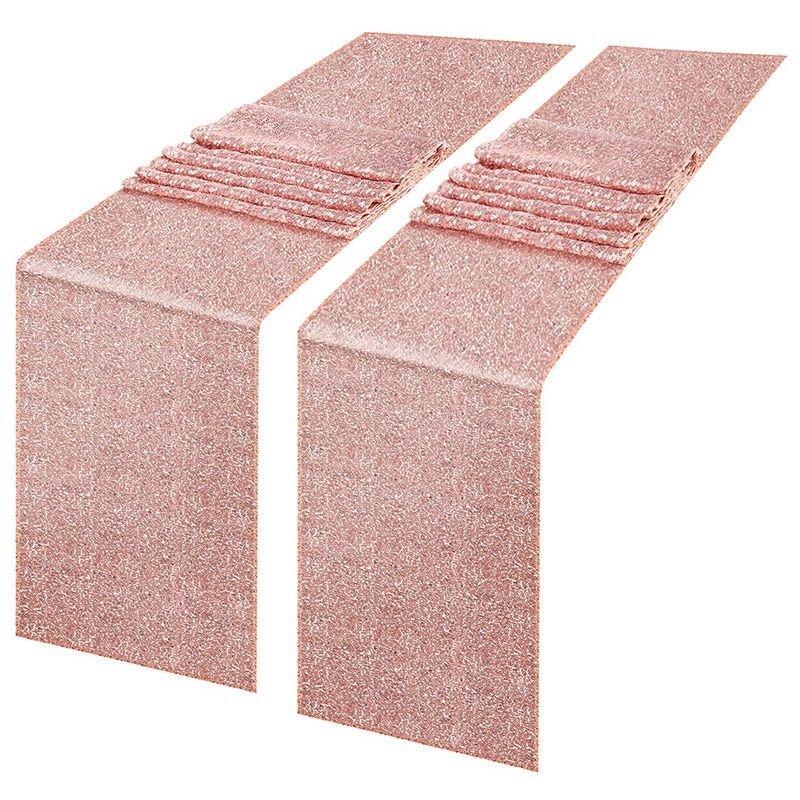 Shiny Rose aurum Sequin Dy Rectangle Party Supplies Decorate Wedding, Birthday, Thanksgiving, Christmas, Halloween and Party 30X180cm
