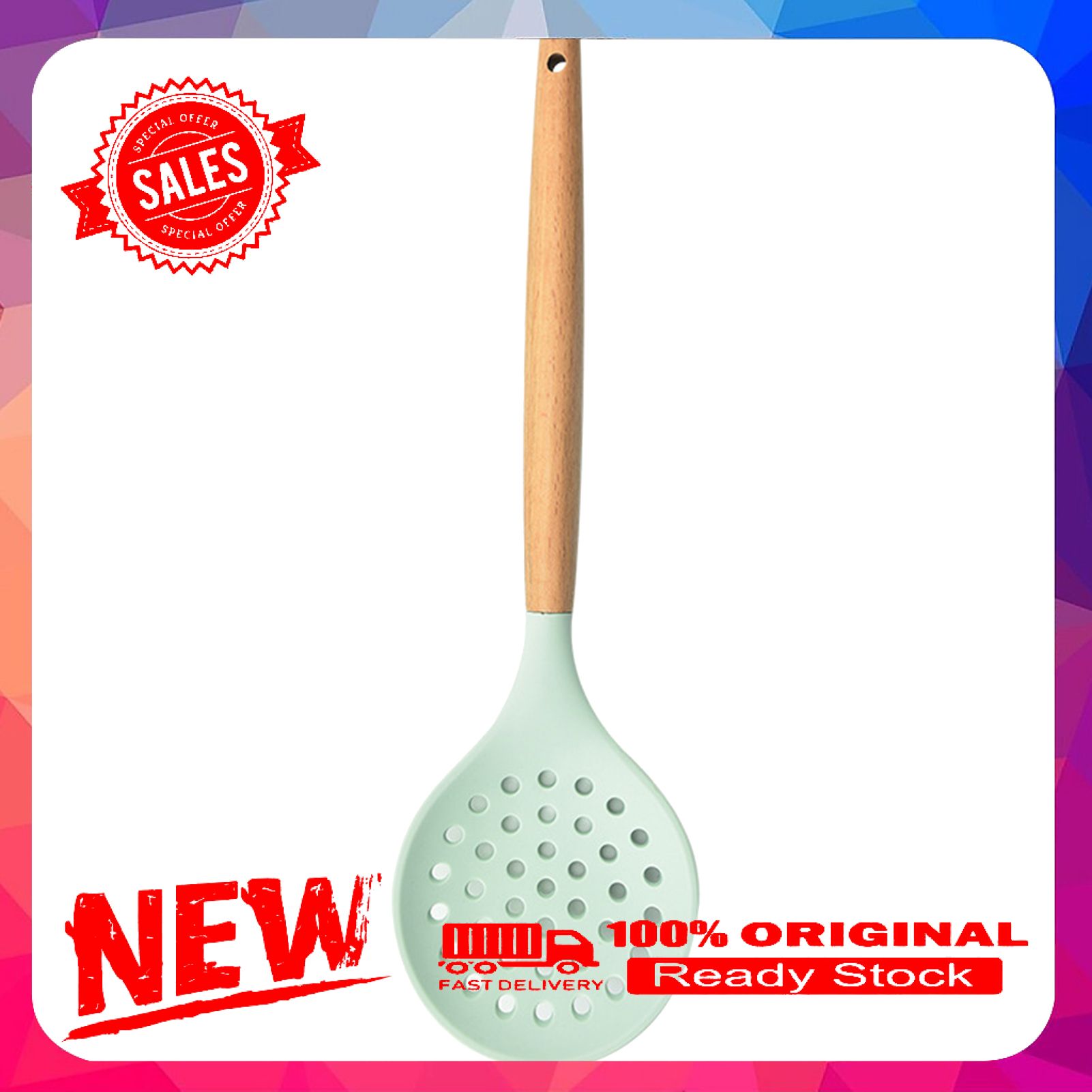 Cooking Strainer Non-Stick Heat-Resistant Wooden Handle Colander Spoon Skimmer Strainer for Kitchen