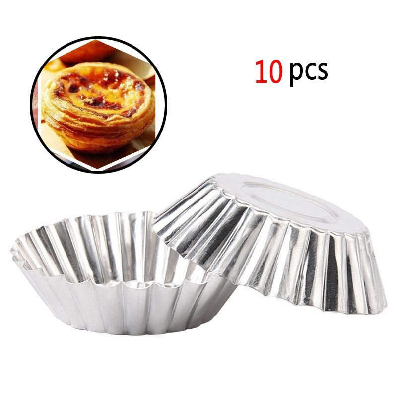 10pcs Egg Tart Molds Stainless Steel Cupcake Mold Thickened Reusable Cake Cookie Mold Tin Baking Tool Baking Cups
