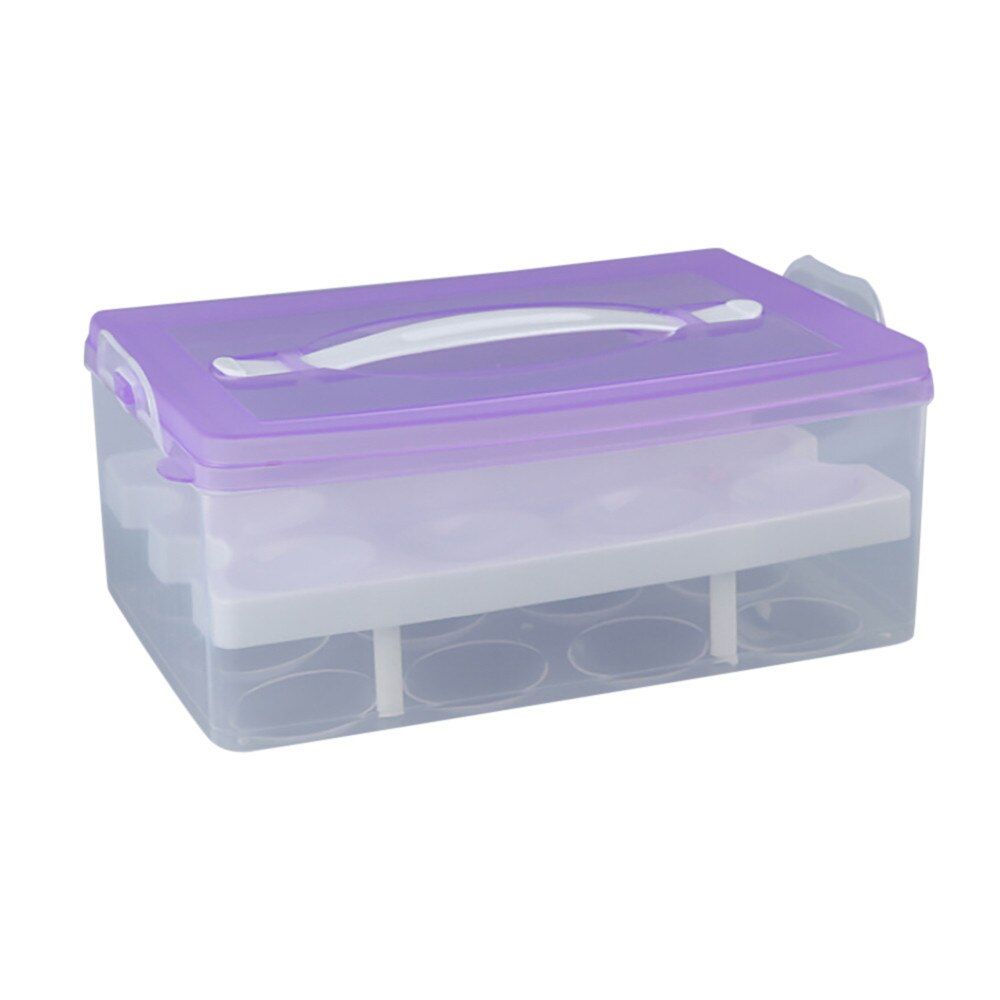 24 Grid Portable Safety Bilayer Eggs Container Refrigerator Egg Organizer Storing Outdoor Kitchen Camping Eggs Storage Box