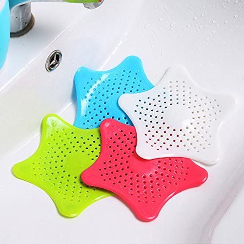 4 Pack Starfish Hair Catcher No Slip Suction Cups Drain Cover/Hair Catcher/Sink Strainers/Silicone Bathroom Drains Strainer/Kitchen Sink Strainer