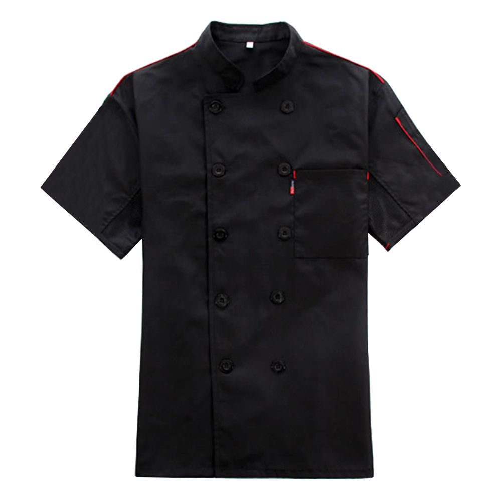 Chef Jacket Coat Short Sleeve Stand Collar Double Breasted Kitchen Cook Work Top