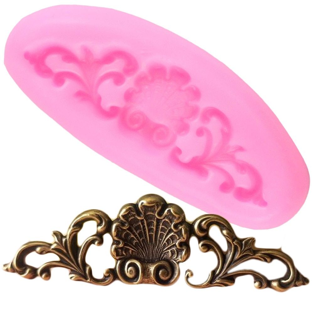 Baroque Scroll Relief Cake Border Silicone Mold Shell Fondant Chocolate Candy Gumpaste Mold Cupcake Wedding Cake Decorating Tool