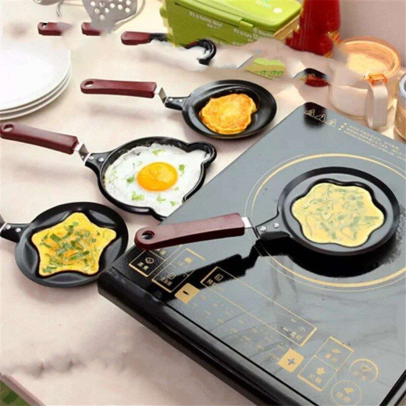 1pcs Cute Egg Pancake Maker Stainless Steel Egg Pancake Forms Kitchen Egg Cooker Tool For Kid Frying Egg Mold Pan Love Heart