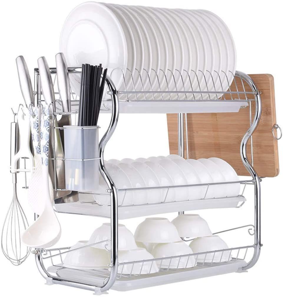 3 Layer Dish Drainer Rack Stainless Steel