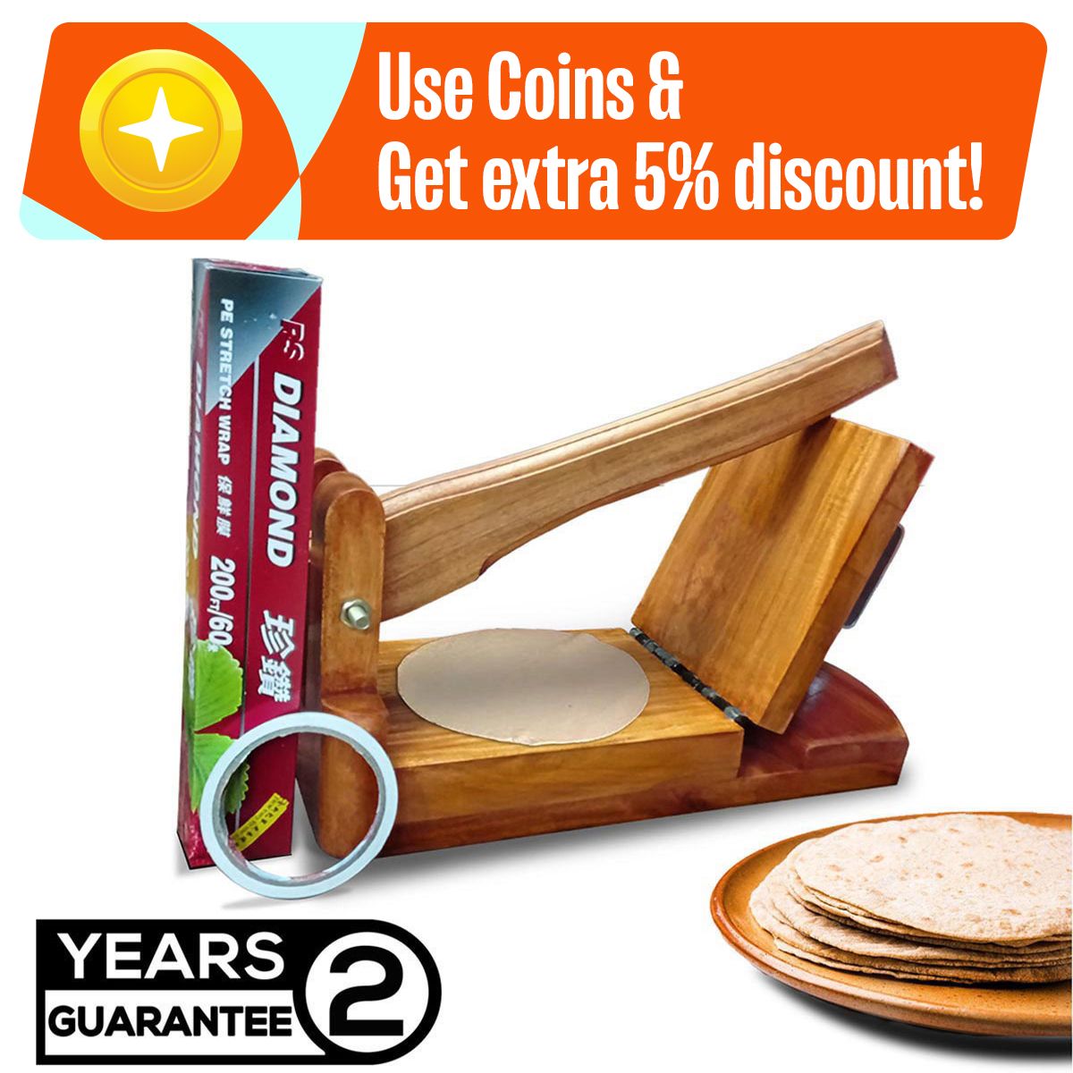 Wooden Ruti Maker with Ruti paper & both side gum tape Brown - 2 YEAR WARRANTY