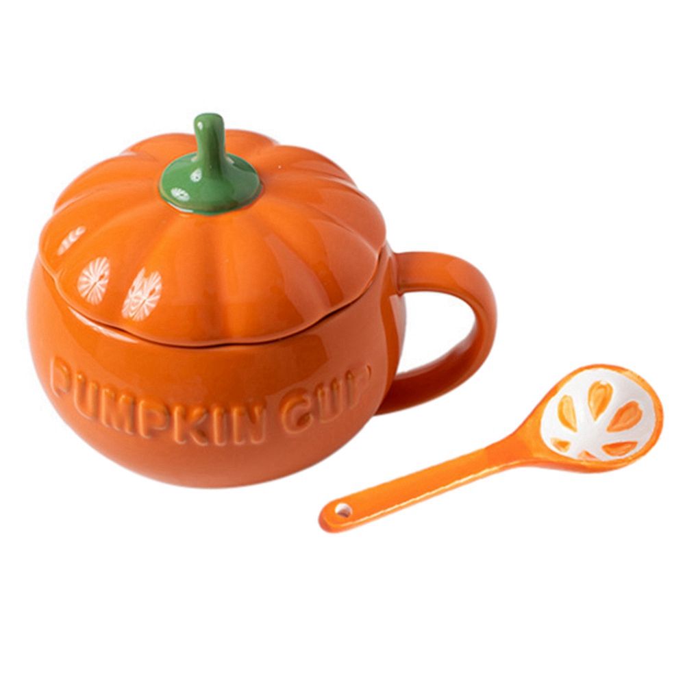 Creative Ceramic Mugs with Lid Handmade Coffee Cups Pumpkin Shaped Unique Tea Milk Breakfast Mug Oatmeal Yogurt Cup D