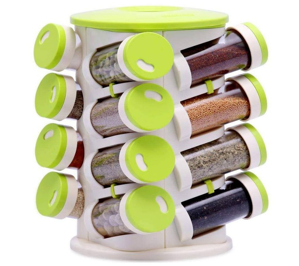 Plastic Jar Spice Rack Set - 16 Pcs