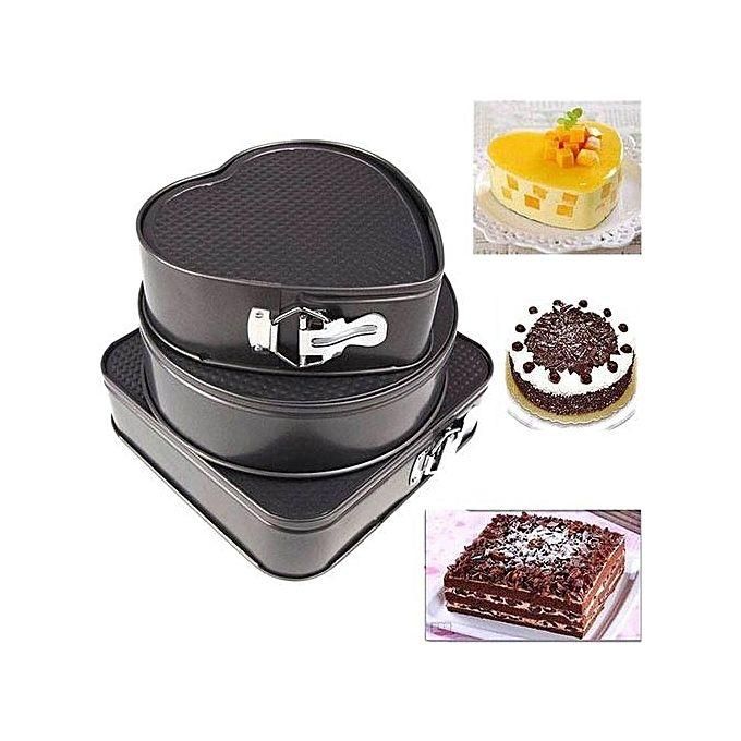 3 Piece Multi Shape Cake Mold Set - Black