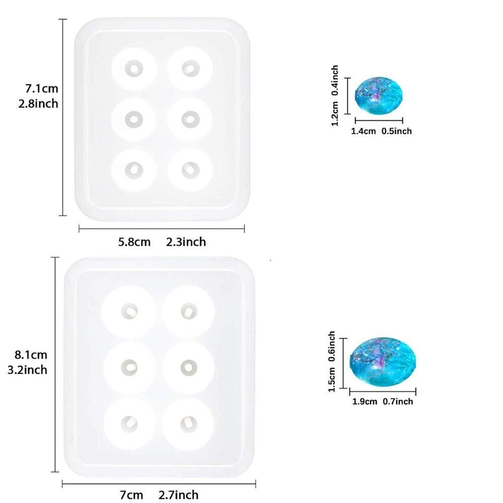 Bead Silicone Mold with Hole for Gemstone Cabochon Jewelry Casting 2 in Set Diamond Cube Cone Oval for Cake Decorating Baking