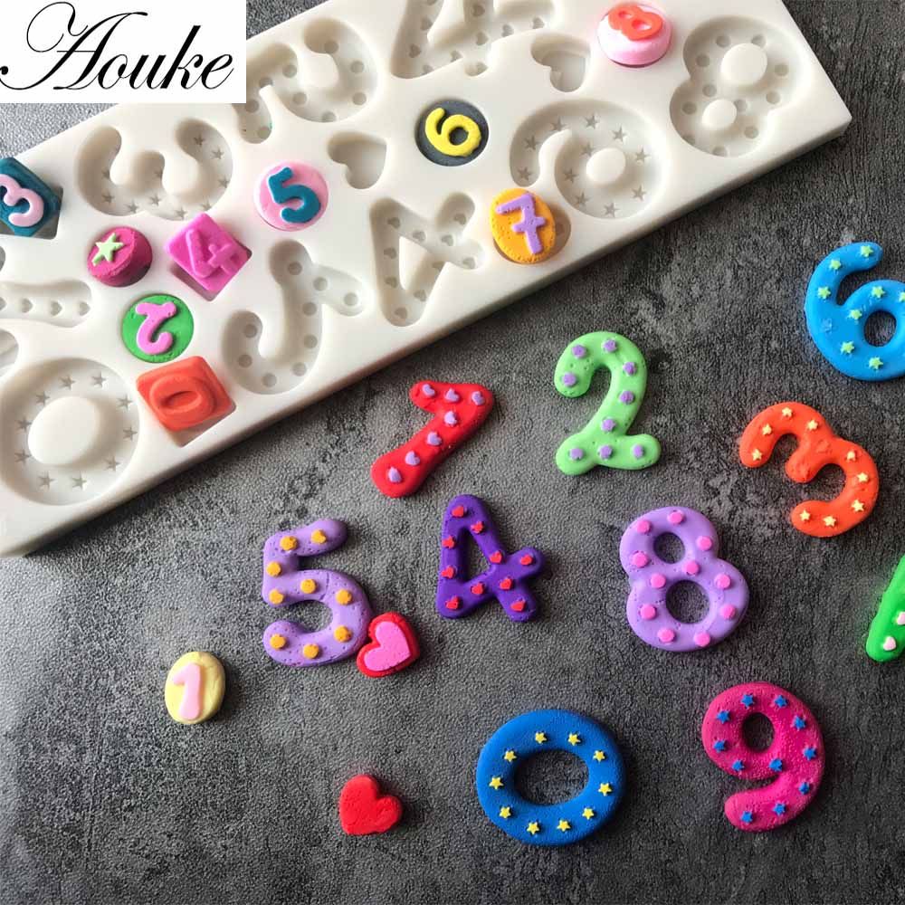 1PC 3D Number Sugar Buttons Silicone Mold Fondant Mold Cake Decorating Tools Chocolate Gumpaste Mold L174