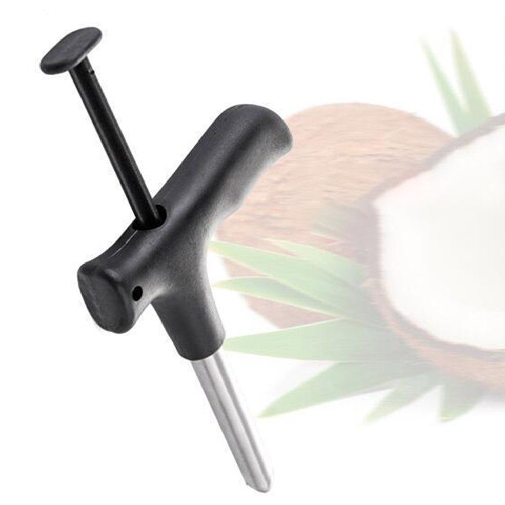 MA Coconut Opener Tool Coco Water Punch Drill Straw Open Hole Fruit Openers Tools-black+silver