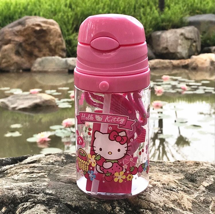 350ml Disney children's water bottle BPA Free  environmental protection leak proof cartoon straw cup back with water cup summer