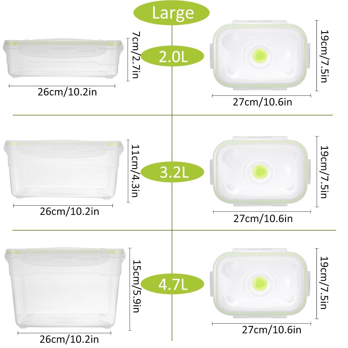 3 Size 4Pcs New Plastic Vacuum Container Sealed and insulated vacuum fresh-keeping box Food Saver-Storage Containers With Pump