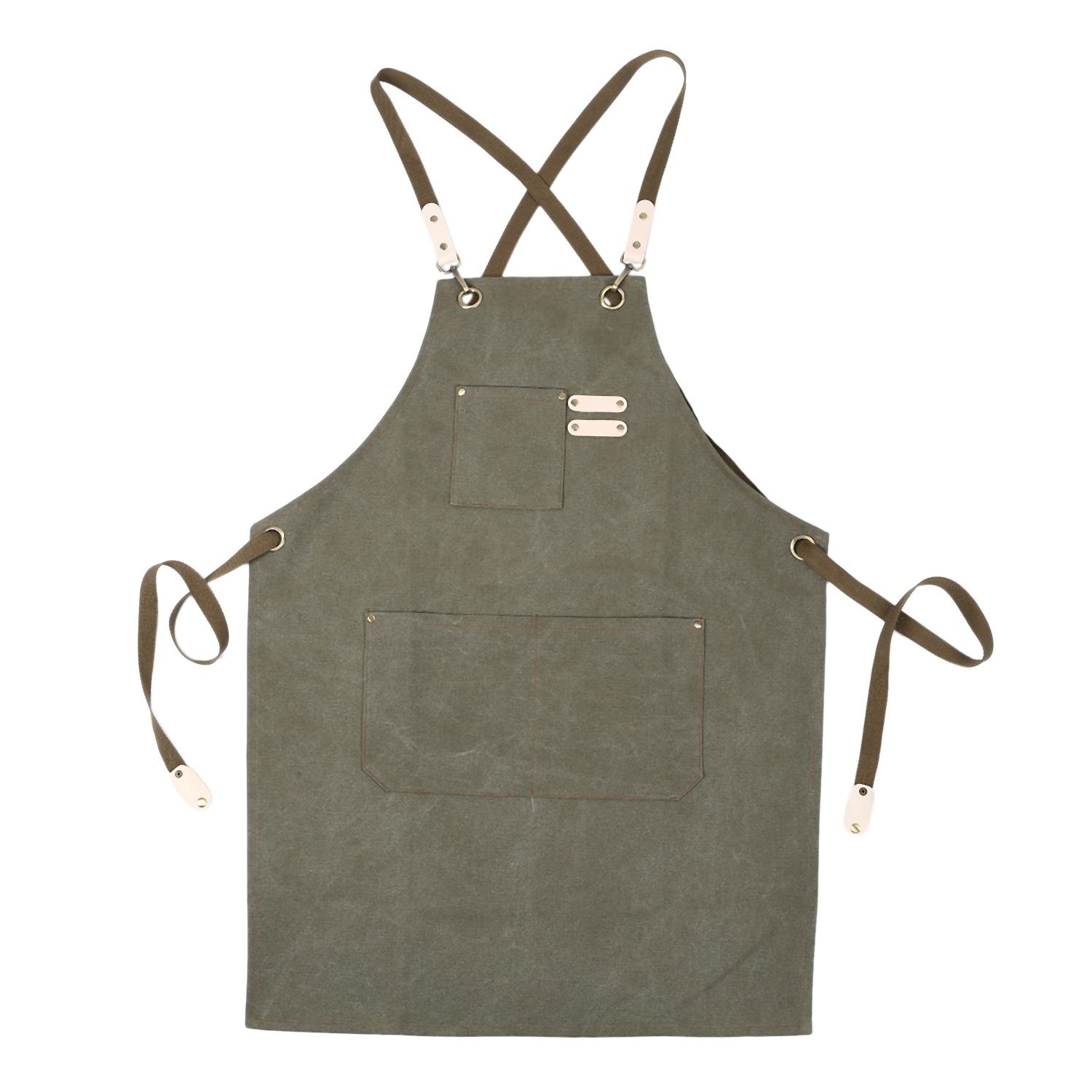 Denim Canvas Wear Apron / Painting / Hairdressing / Barista Restaurant Apron Anti-Dirty Overalls Green ， Washed Denim Apron