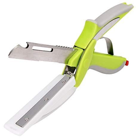 2-in-1 Clever Cutter Knife and Cutting Board - Black and Silver