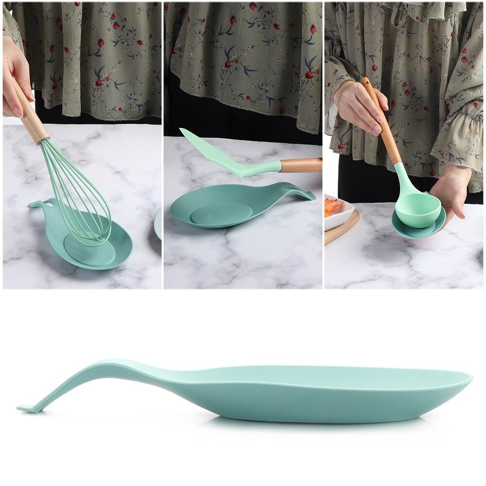 1Pcs Silicone Spoon Rest Heat Resistant Utensil Holder Cooking Tool Rest Pad Grade Silica Gel Spoon