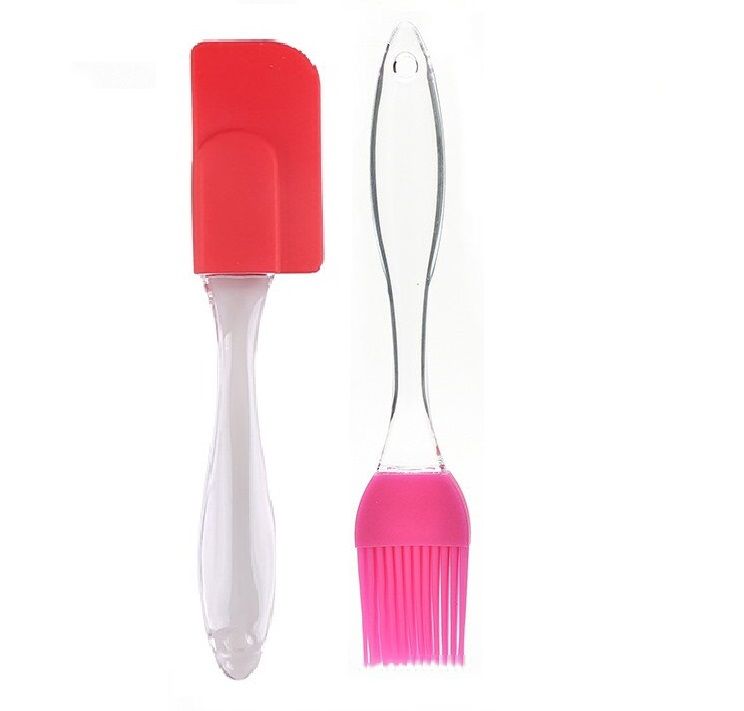 2pcs Food Grade Silicone Brush and Spatula High Temperature Resistance and Easy To Clean Oil Brush Barbecue Brush Kitchen Gadgets