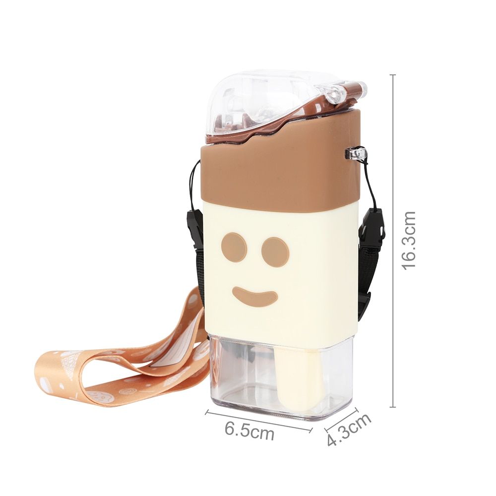 300ml/380ml Multicolor Rope Straw Rainbow Doughnut Ice Cream Water Bottle Creative Cute Cartoon Leak Proof Children Kettle