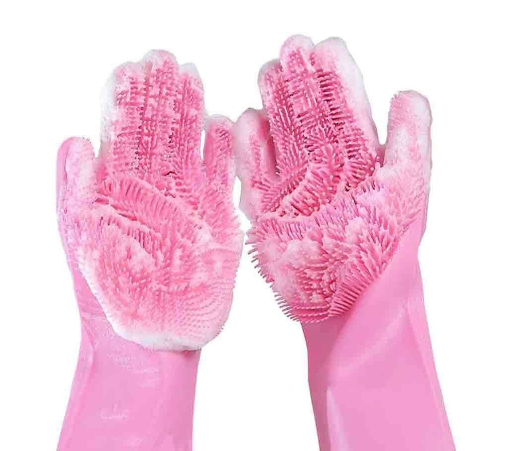 Original Silicon Kitchen Hand Gloves - Pink