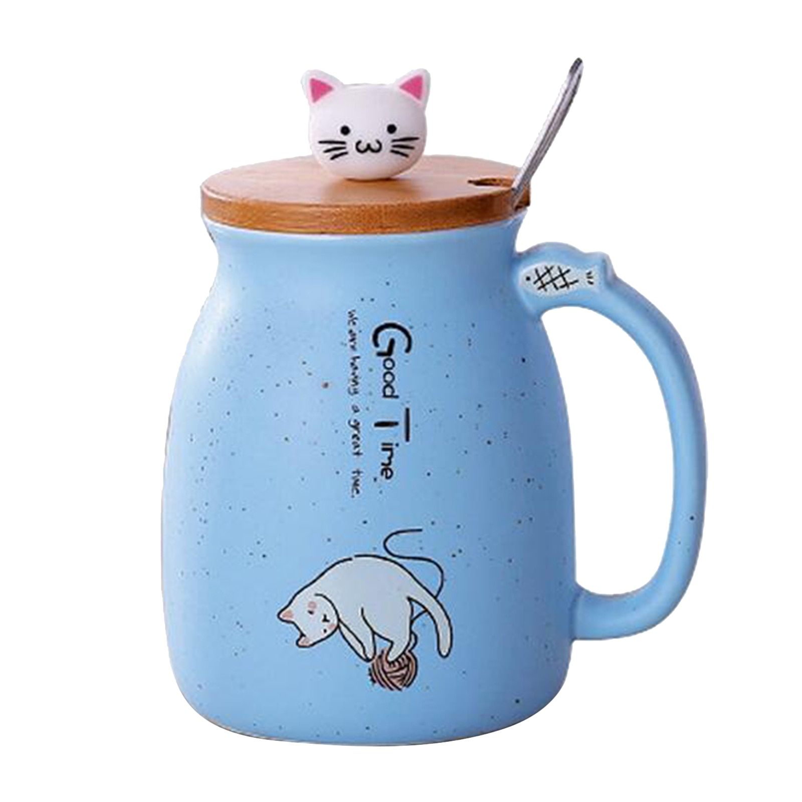 Cute Ceramic Cup Cold Tea Cup Milk Coffee Mug with Spoon Lid Tea Mug Cute Mugs Hand Warmer Mug Lovely Teacup Drinking