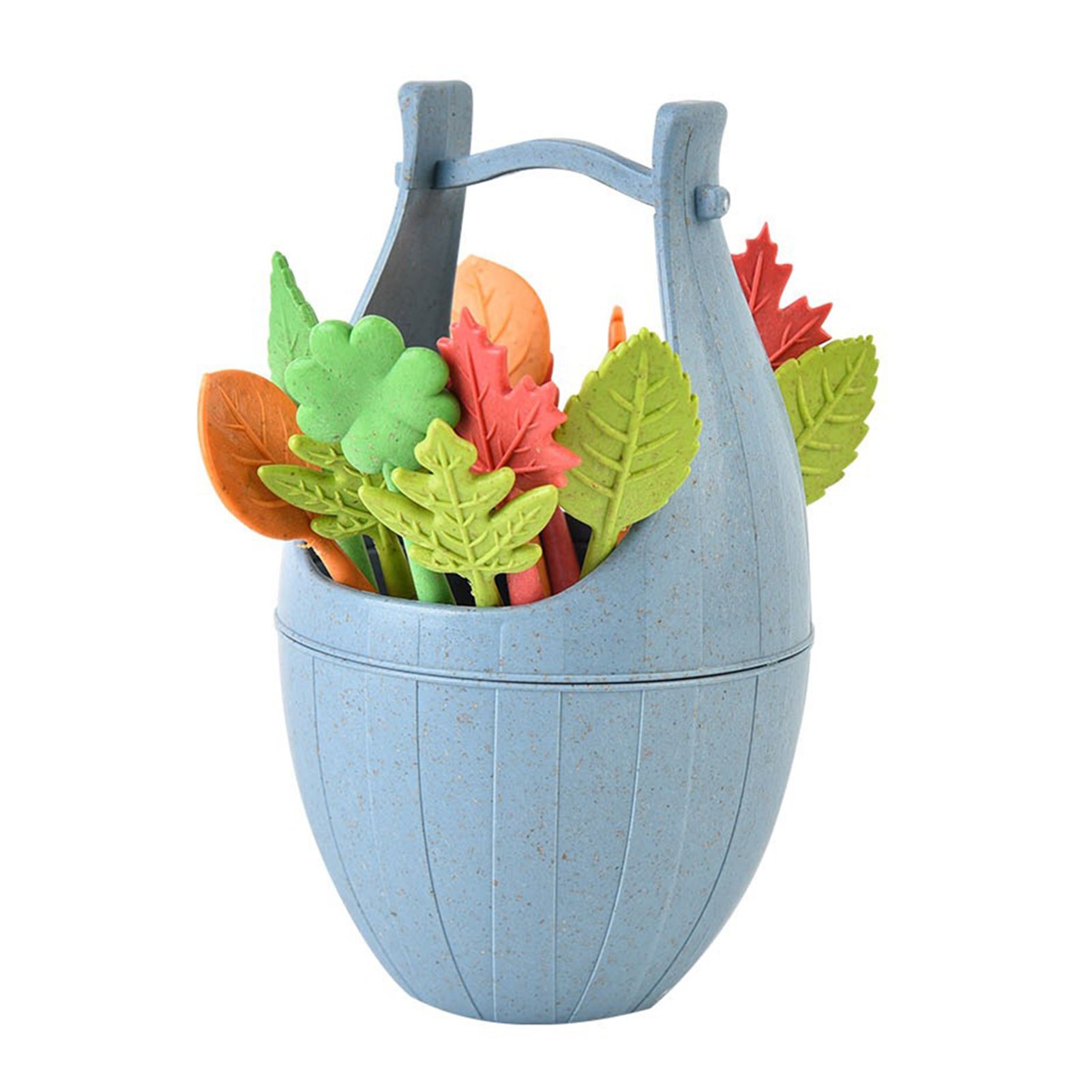 1 Set Fruit Fork Eco-friendly Unique Shape Wheat Straw Natural Food Vegetable Fork Set for Home