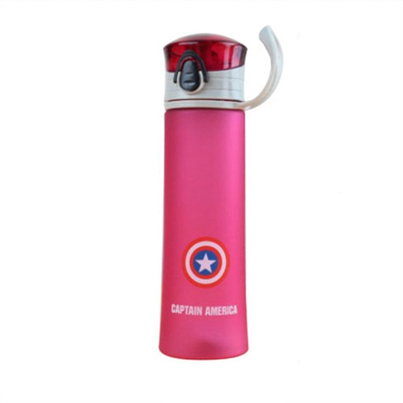 Bpa Free 450ml  super Heros water bottle PC milk bottle frosted suface plastic Cartoon tea league water kettle