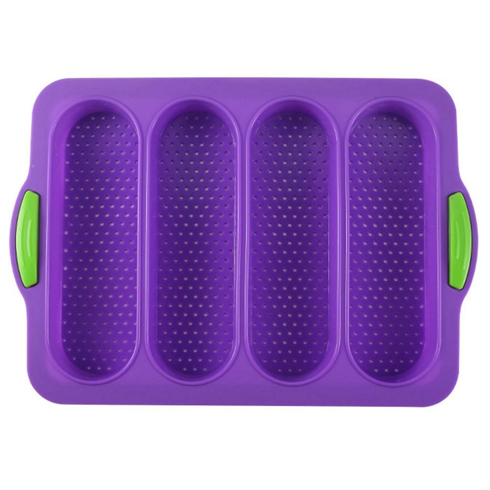 4 Slot French Stick Silicone Molds Non-Stick Baking Pan Bread Oven Cake Mold Baking Tool Baking Accessories(Purple)