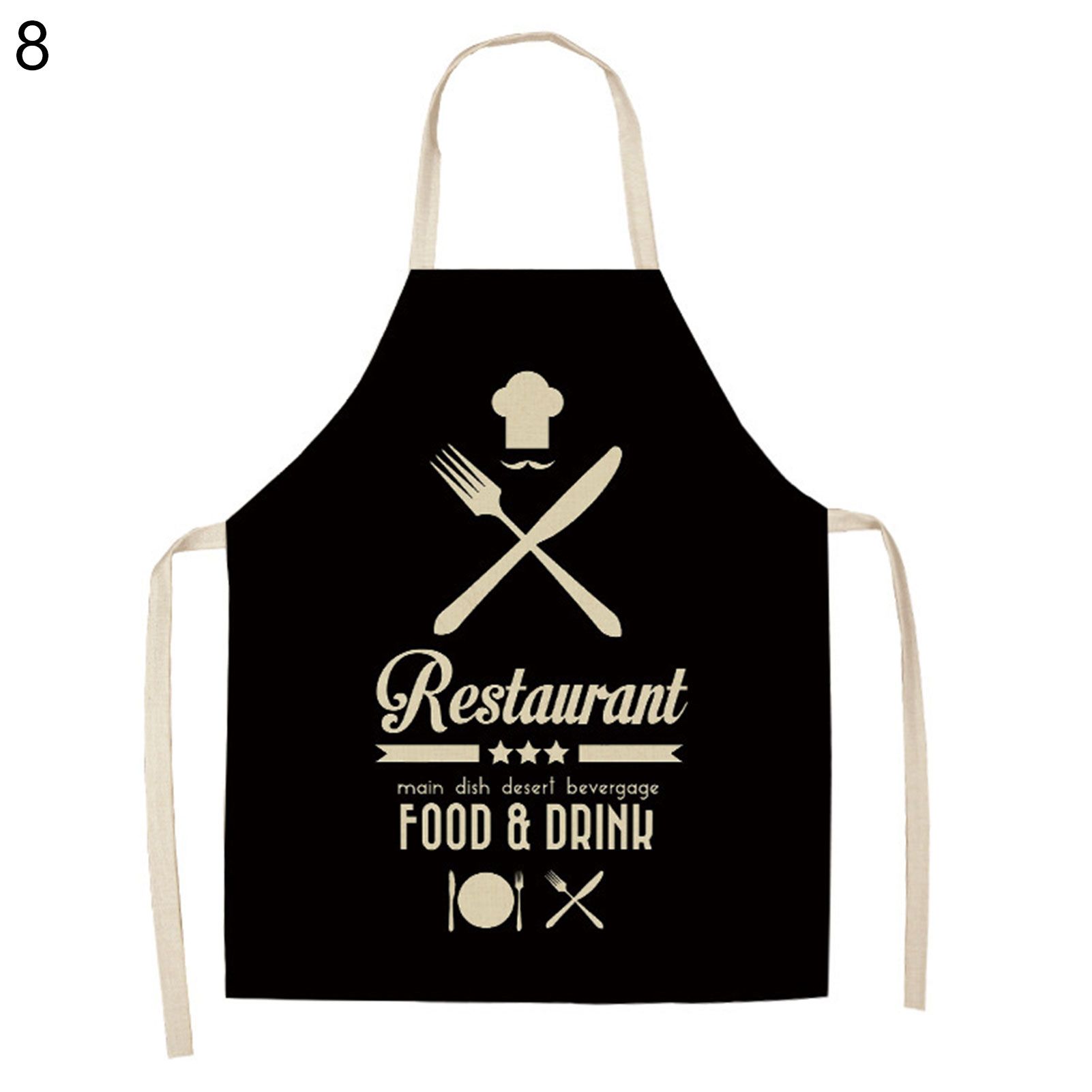 Kitchen Apron Sleeveless Geometric Letter Linen Wipeable Baking Cooking Tools