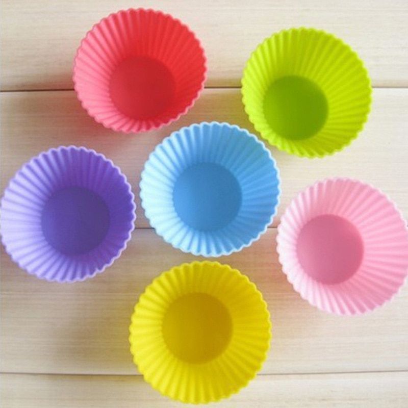 6pcs Muffin Cake Mold Heart star Flower round shape Cupcake cup Heat Resistant Nonstick Silicone Soap mould Reusable Baking tool