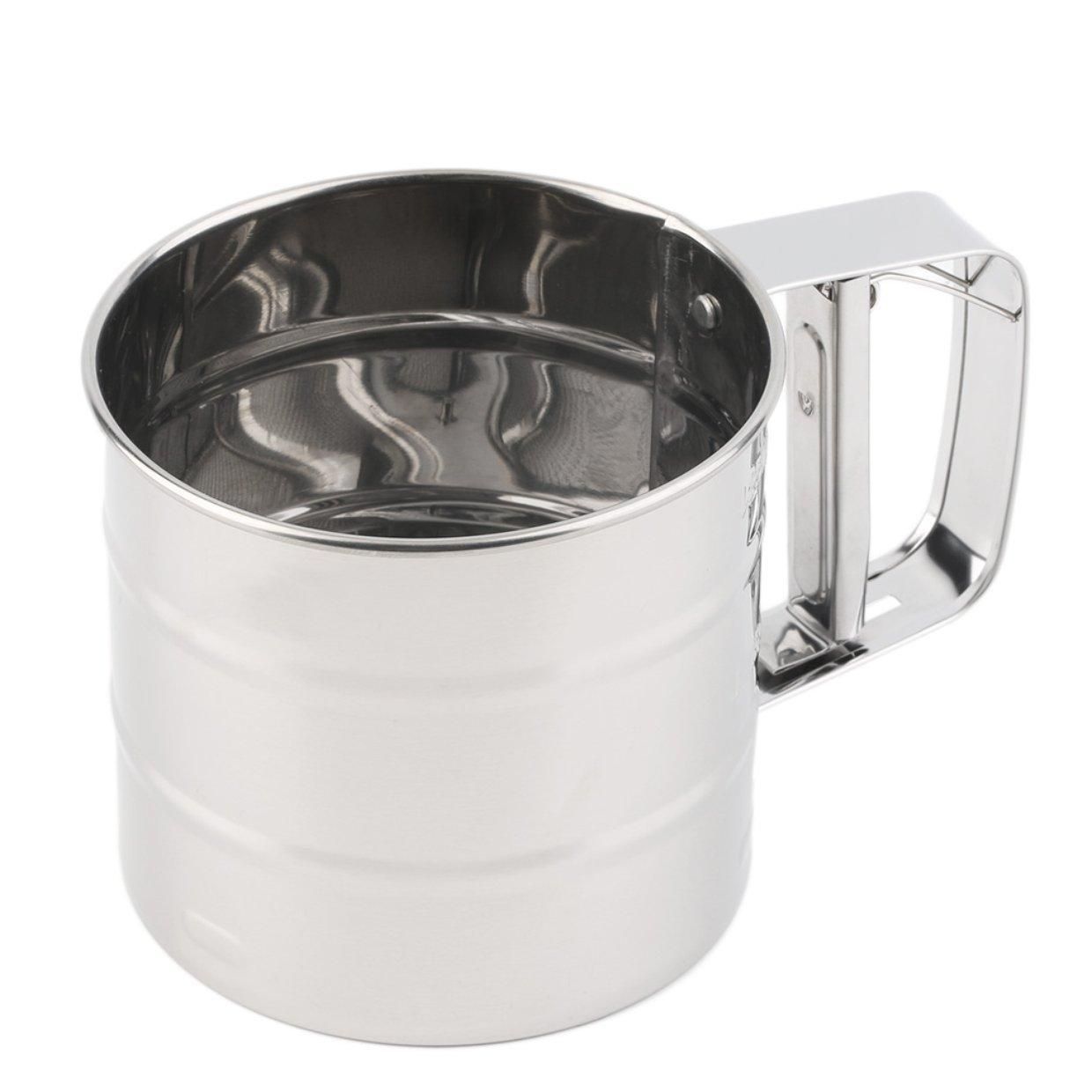 LALA Stainless Steel Mesh Flour Sifter Mechanical Baking Icing Sugar Shaker Sieve