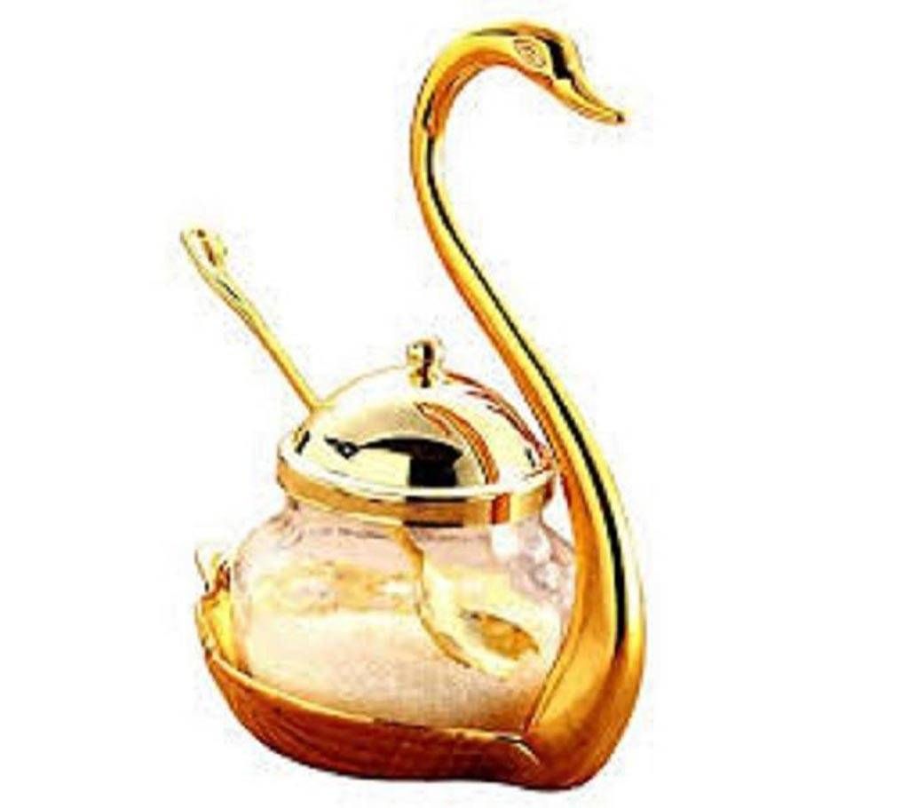 swan sugar pot with spoon