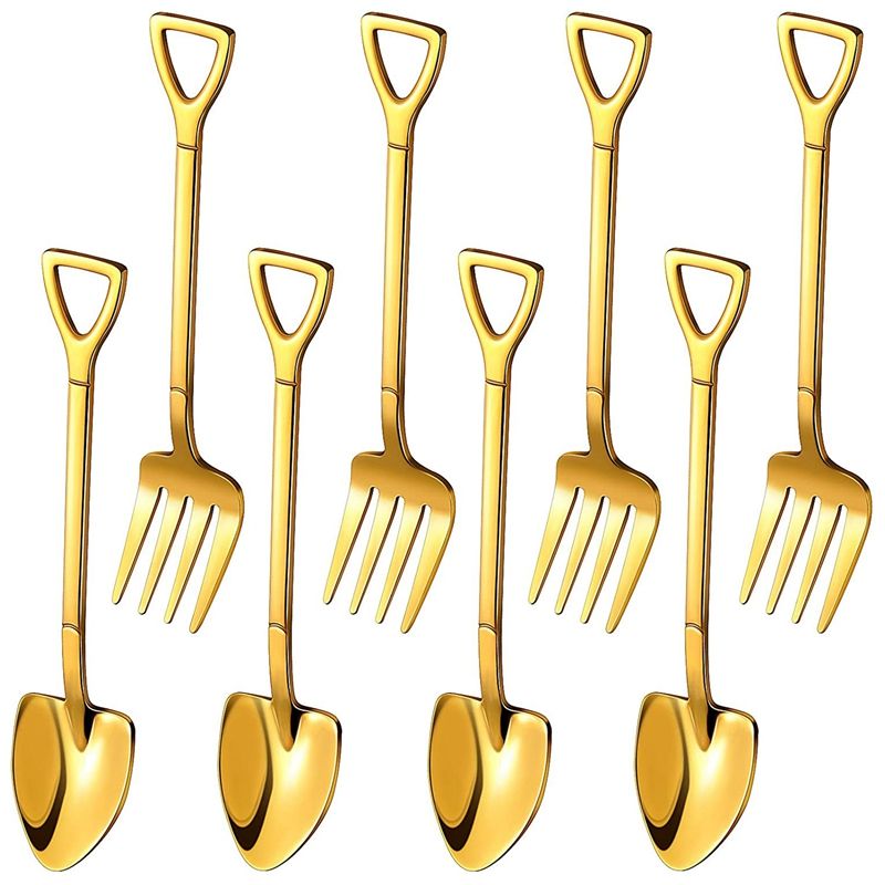 8 Pieces Shovel Spoon Fork Shovel Coffee Handle Dessert Shape Fork