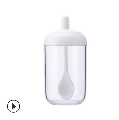 Seasoning Jar with Spoon Round Good Sealing Comfortable Handle Simple Kitchen Supplies