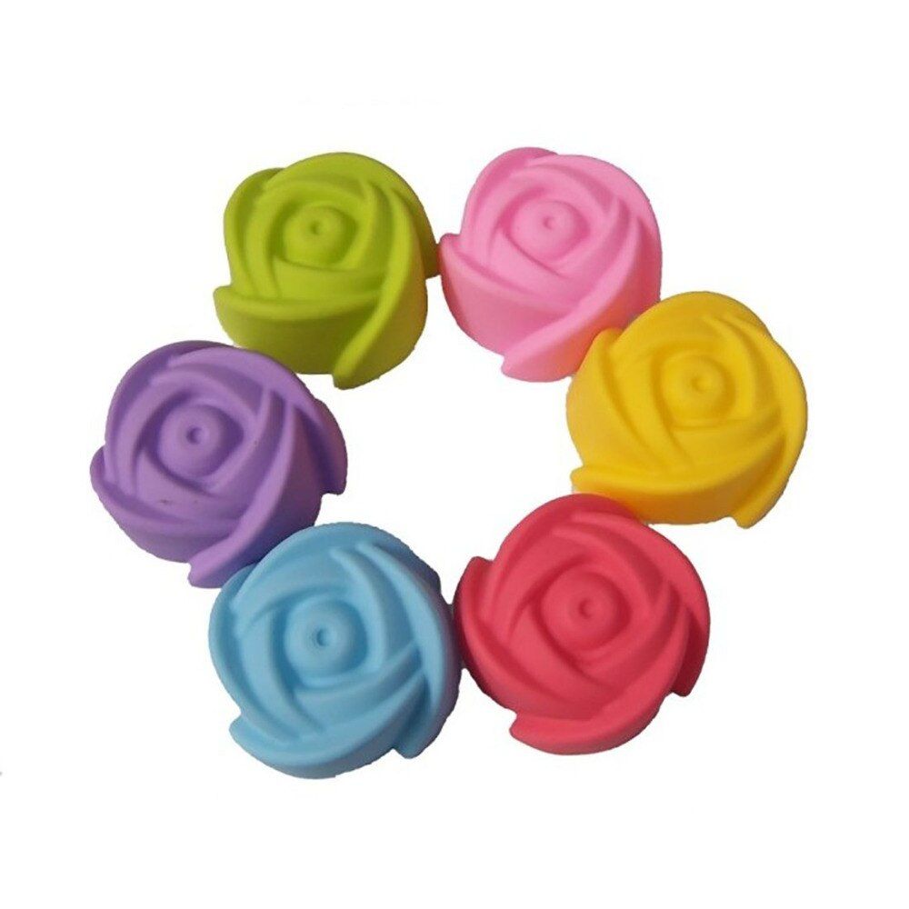 Random 7cm Soap Mold Christmas New 1pcs Silicone Rose Muffin Cookie Cup Cake Baking Mould Chocolate Jelly Maker