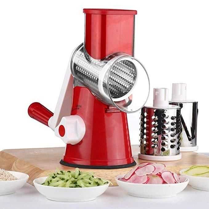 Multifunctional Hand Vegetable Cutter Potato Cheese Kitchen Tool slicer household shredder Meat Grinder Rotary Grater-Red