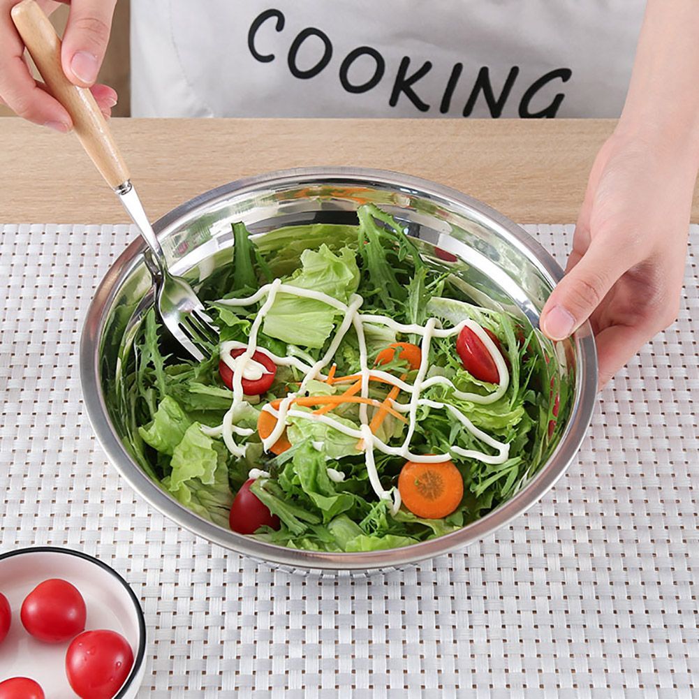 Stainless Steel Round Home Kitchen Salad Egg Mixing Cooking Baking Food Bowl
