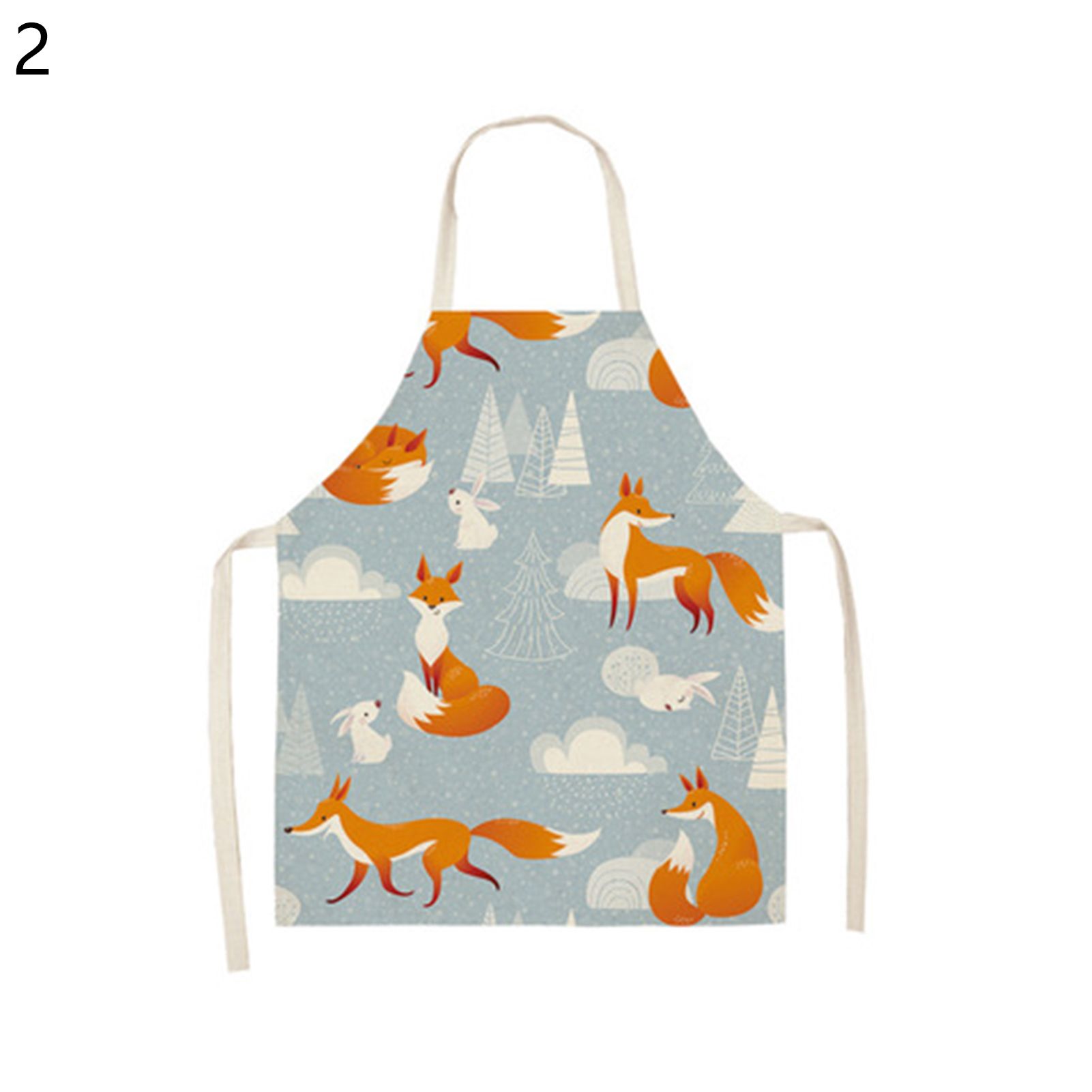 Bib Apron Neck Strap Cartoon Fox Pted Cooking Long Bib