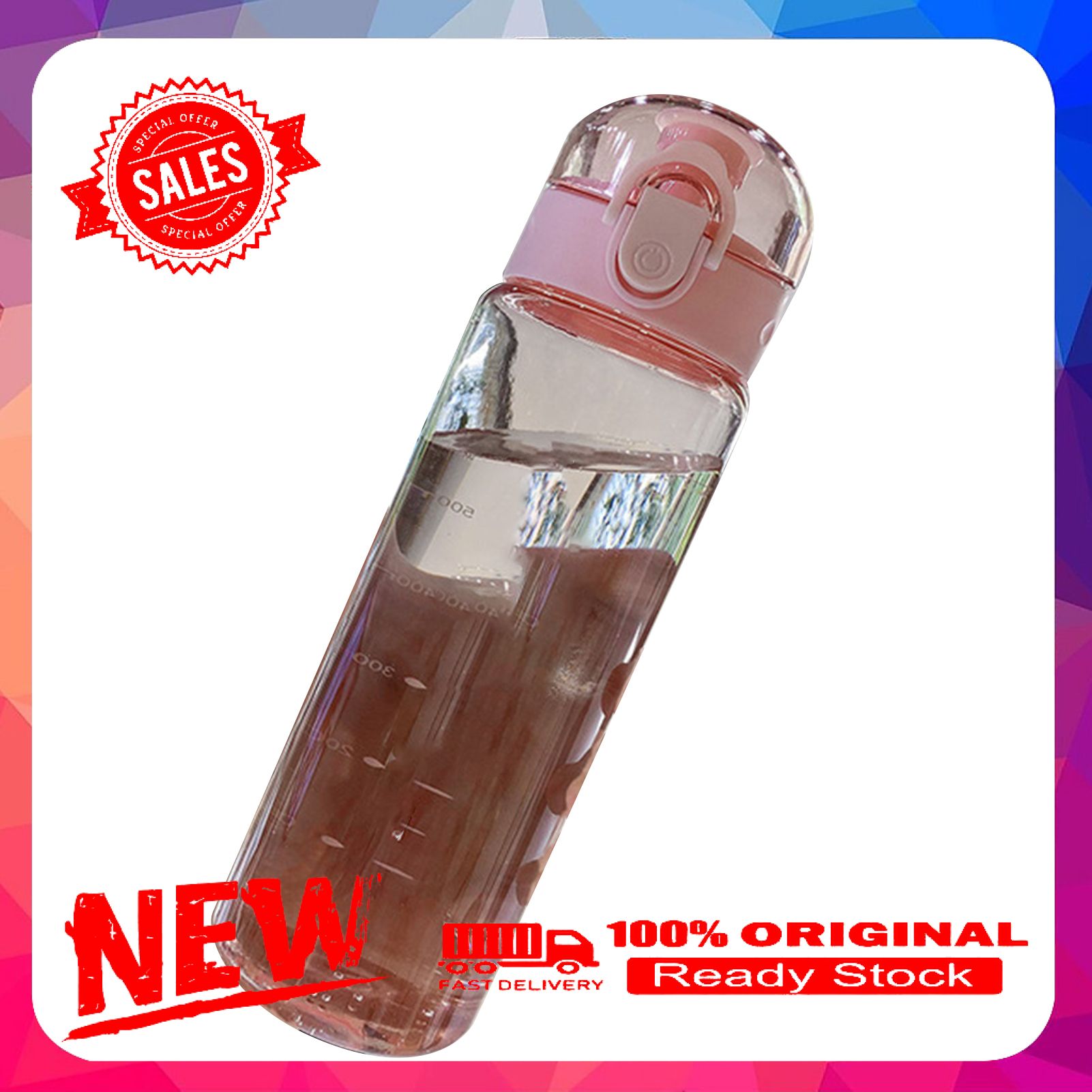 780ml Water Bottle Locking Buckle Design Anti-deform Plastic Transparent Water Tumbler for Home