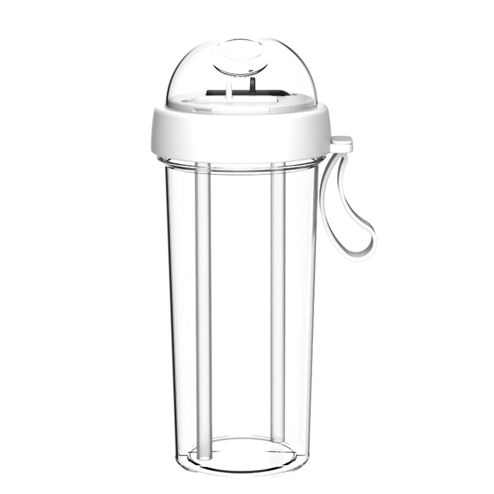 HelloWorld 420/600ml Portable Dual Straw Separate Drink Water Beverage Bottle Couples Gift