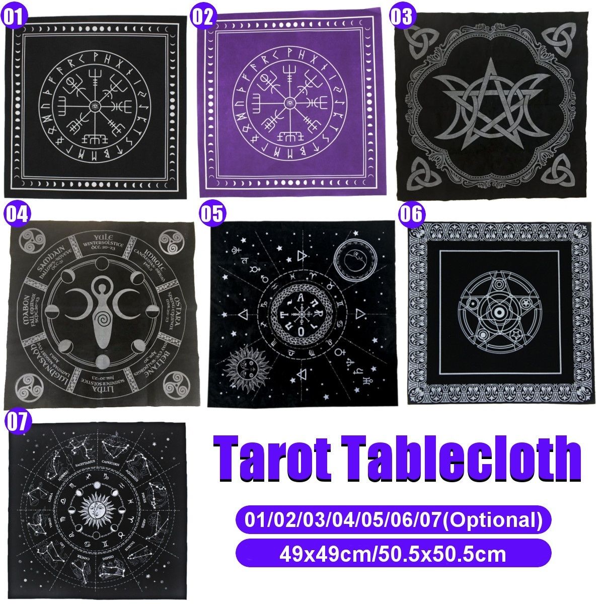 Tarot Tablecloth Black Flannel Non-woven Star Divination Tapestry Decor 12 Constellations Astrology
