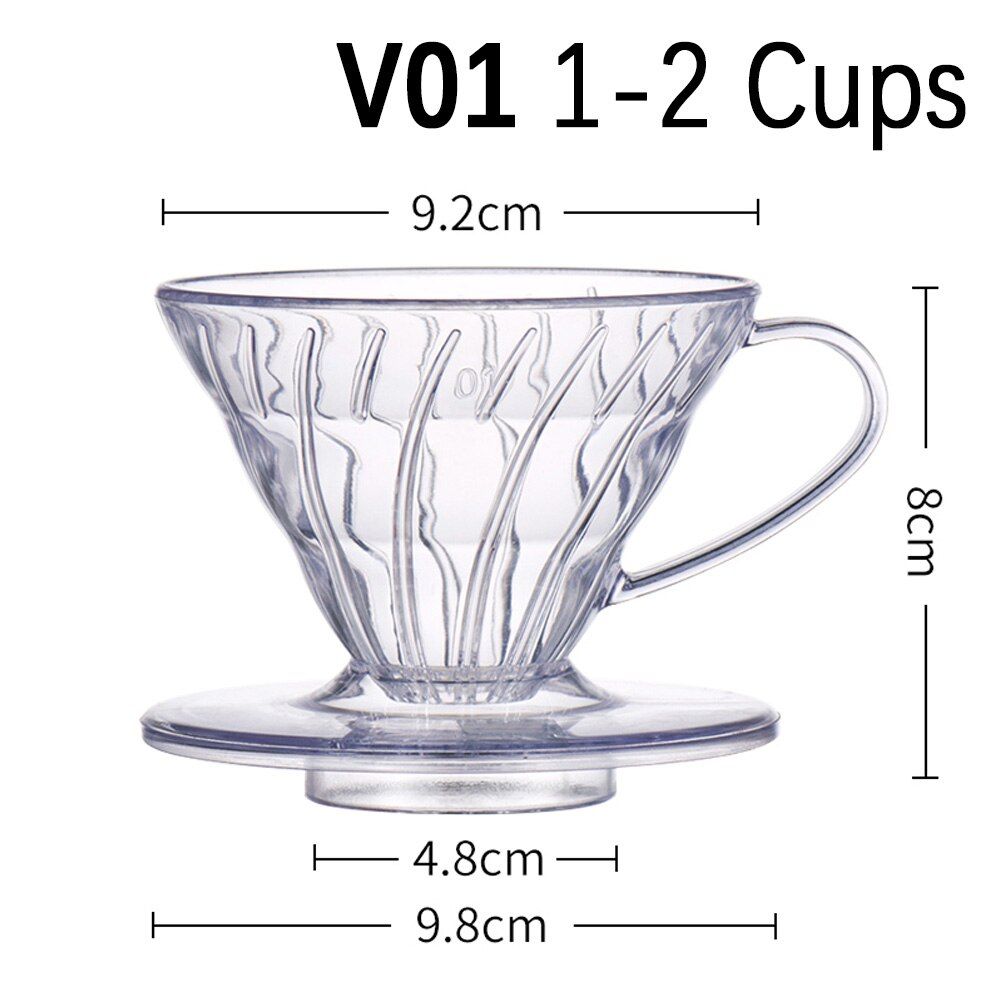 Coffee Dripper V60 Resin Drip Coffee Funnel Filter Cup V01 V02 Plastic Coffee Filter for Pour Over Barista Coffee Brewing