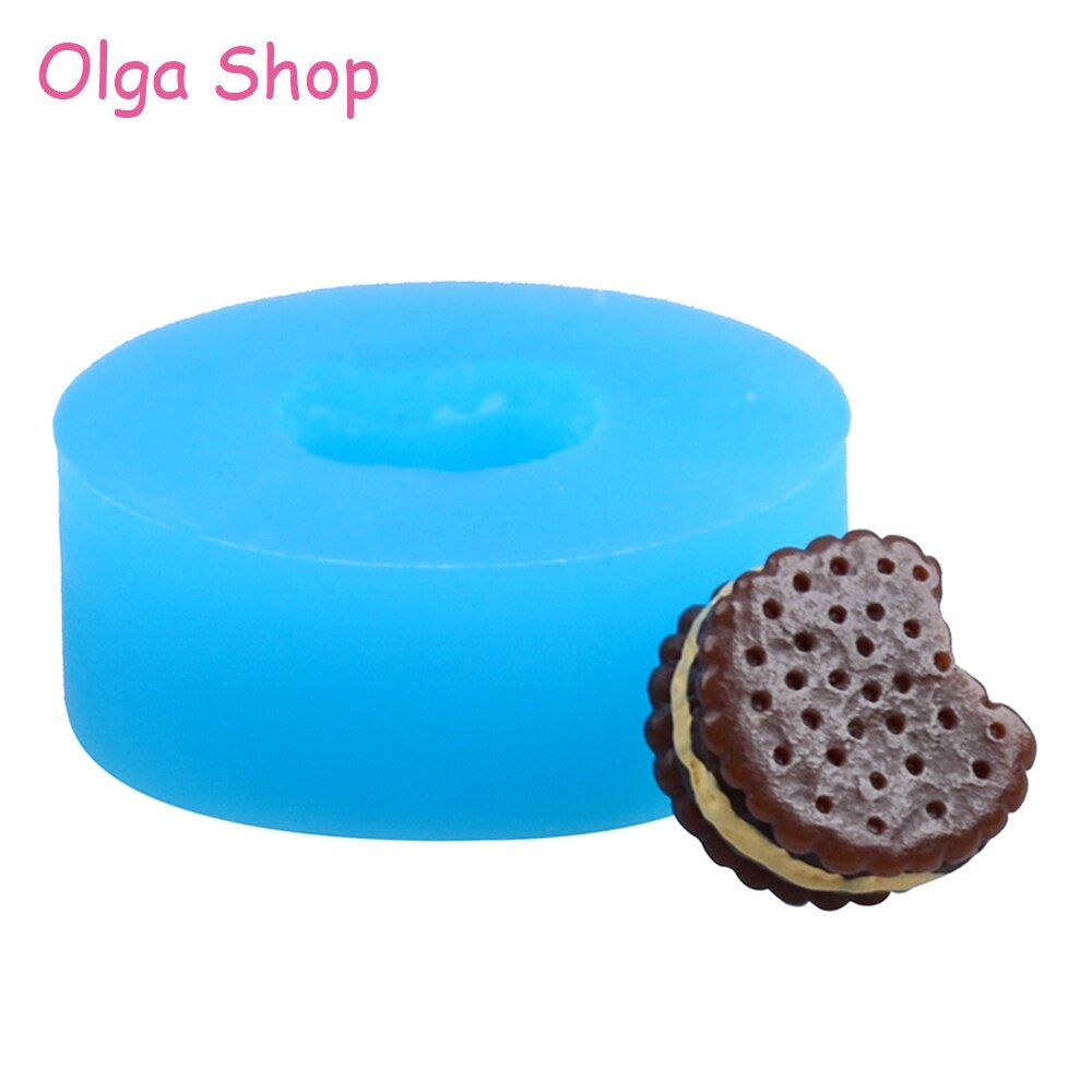 QYL342 12.6mm Mini Bitten Cream Felt Cookie Silicone Mold Fondant Biscuit Miniature Food Polymer Clay Resin Pendant Jewelry